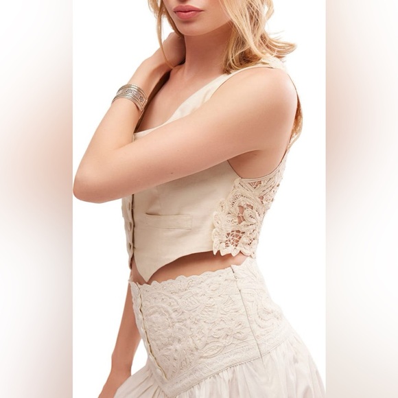 Free People Bailey Battenburg Vest – Ivory / Ecru Combo | Size S - Picture 7 of 8